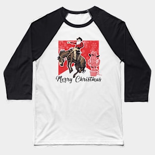 Merry Christmas Santa Cowboy Baseball T-Shirt